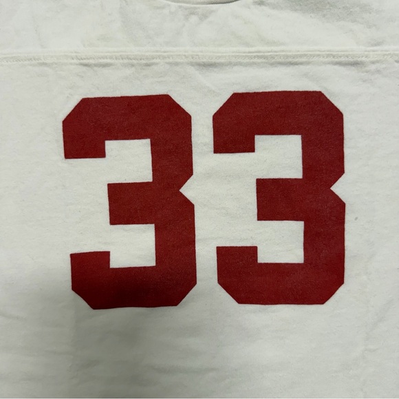 Brandi Melville John Galt White Graphic T- Shirt Red Printed 33 Cotton Stretch - Picture 4 of 6